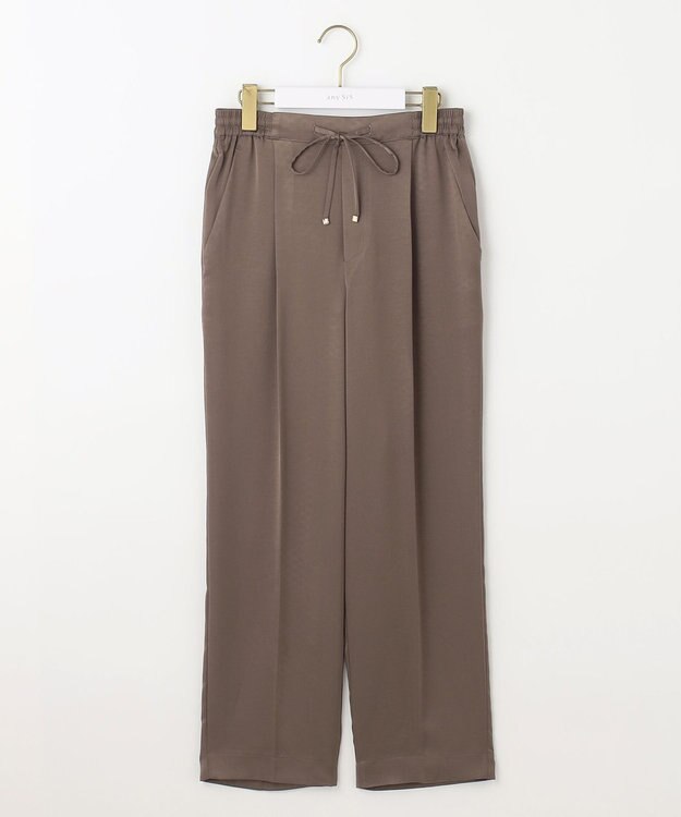 ANY SIS 【洗える】サテンドロストイージー パンツ ブラウン