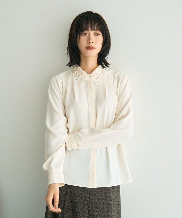 YECCA VECCA 2wayレース襟ブラウス Off White