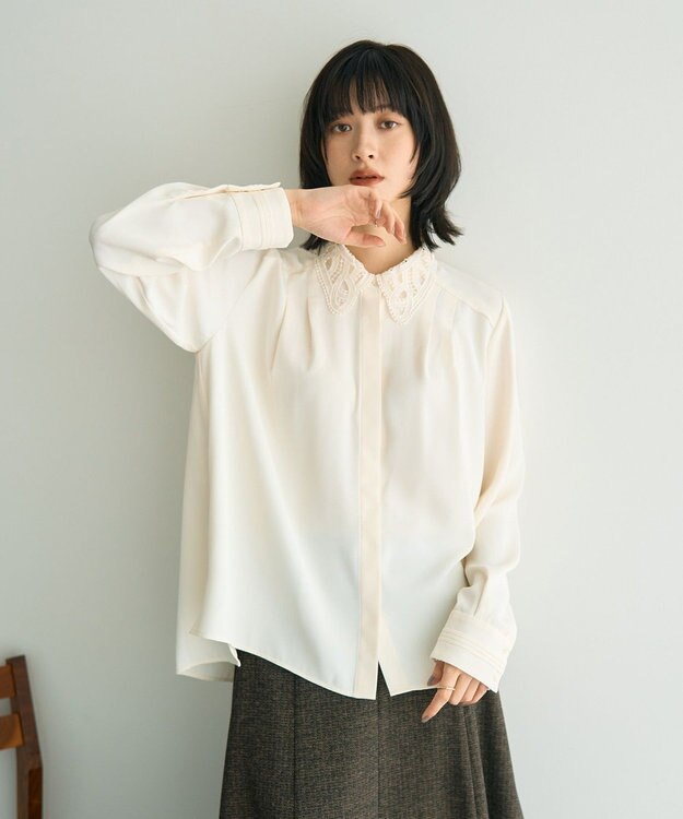 YECCA VECCA 2wayレース襟ブラウス Off White