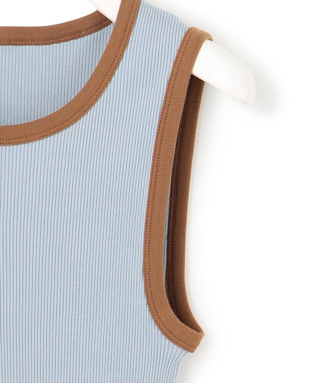 ICB 【洗える】オーガニックリブタンク カットソー サックスグレー×ブラウン系7