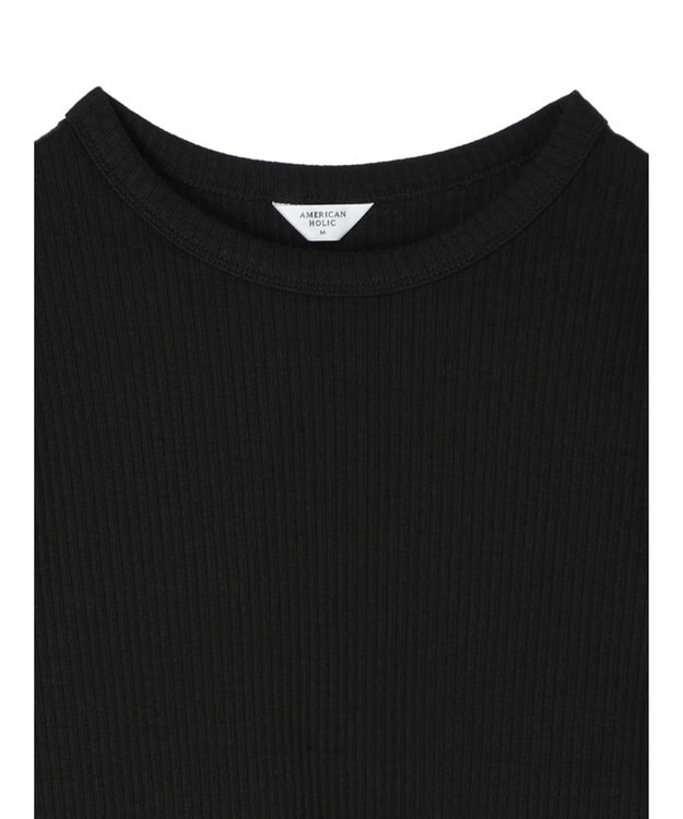 AMERICAN HOLIC 抗菌防臭針抜きテレコカットプルオーバー Black