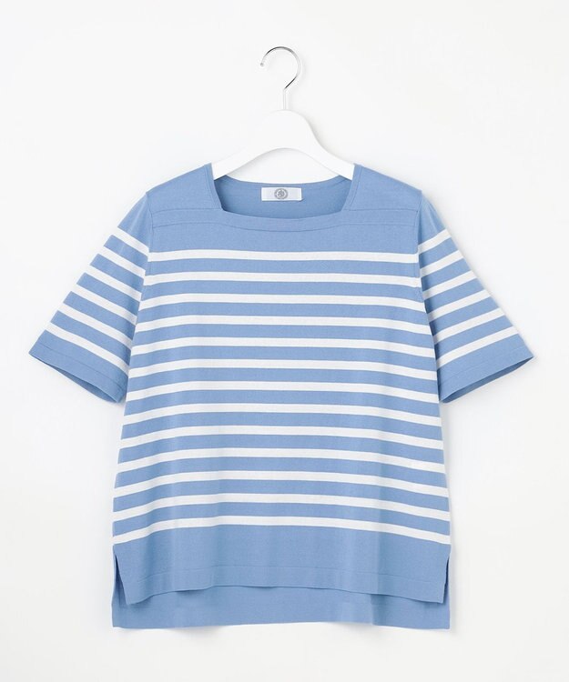 J.PRESS LADIES RELAX OVER KNIT プルオーバー ソフトブルー×オフホワイト