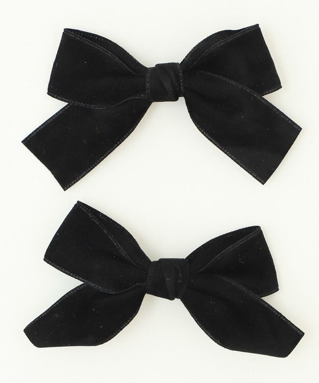 WEGO LベロアBIGリボンクリップ ブラック