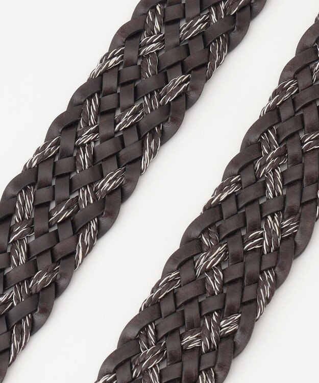 JOSEPH ABBOUD 【イタリア素材/日本製】レザーミックスブレイズ ベルト ダークブラウン系7