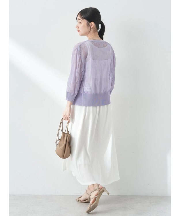 earth music&ecology 花柄シアーカーディガン Lavender