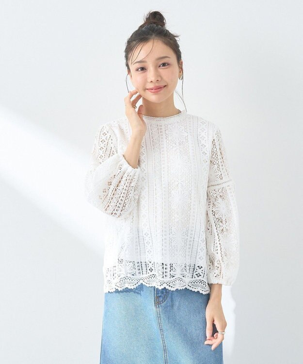 earth music&ecology レースプルオーバー Off White