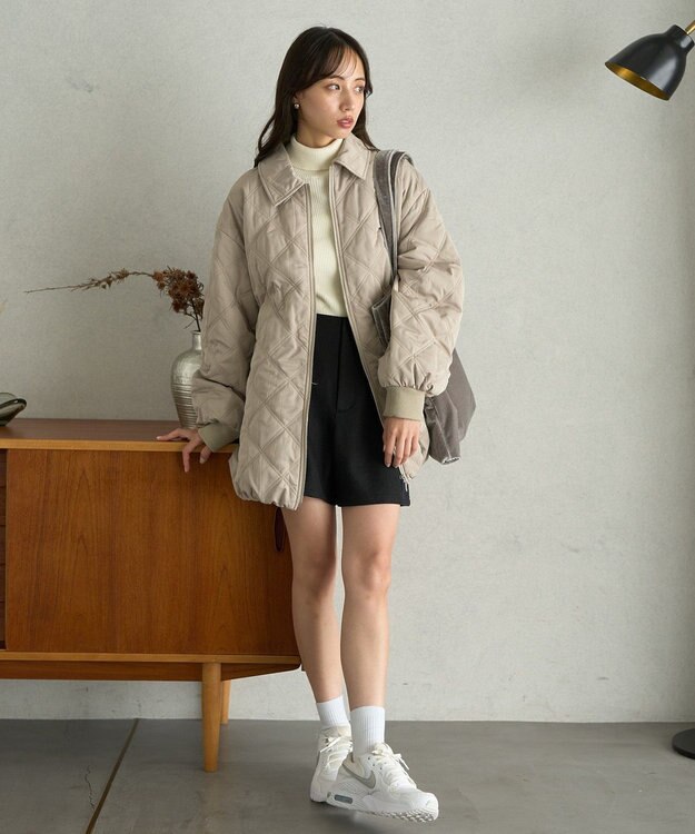 earth music&ecology 【WEB限定】ダブルステッチキルティングコート Beige