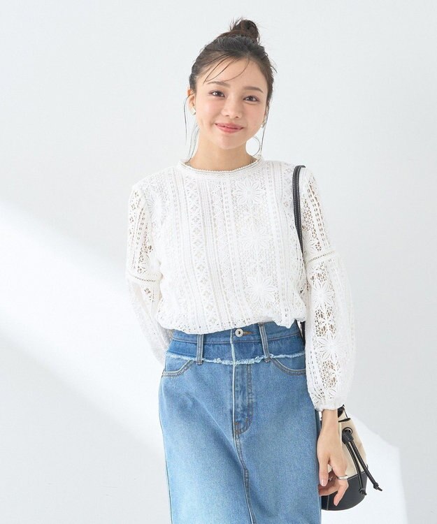 earth music&ecology レースプルオーバー Off White