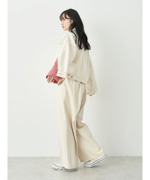 earth music&ecology フロントジップデニムパンツ Ivory