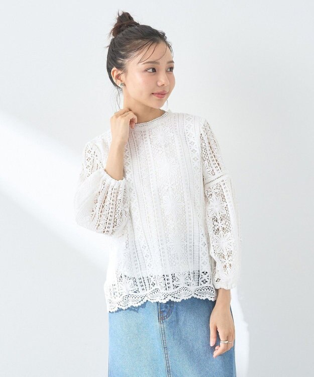 earth music&ecology レースプルオーバー Off White