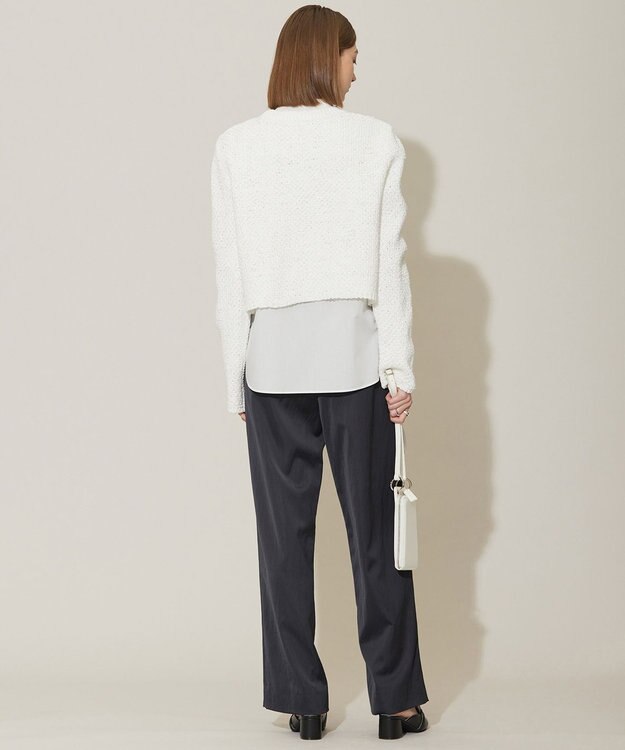 ICB 【接触冷感・UVケア・洗える】 ヴィスコースナイロンサテン ワイドパンツ チャコール系