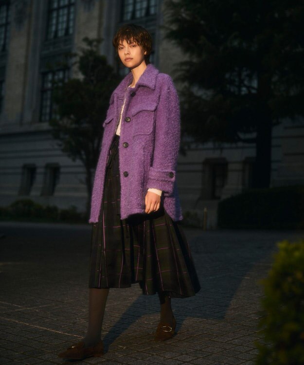 GRACE CONTINENTAL リングウールショートコート パープル