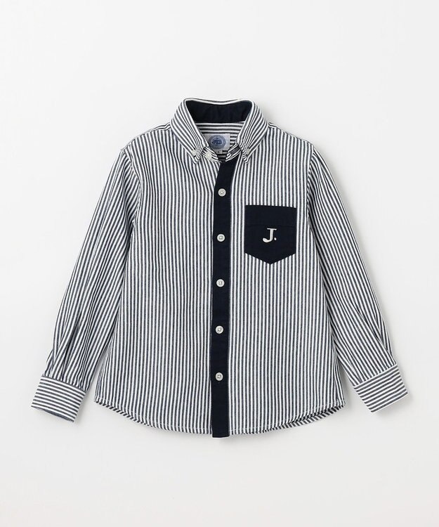 J.PRESS KIDS 【110-130cm】ストライプ＆チェック シャツ ネイビー系ストライプ