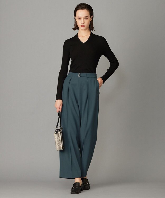 ICB 【洗える】エクストラファインメリノ Vネックプルオーバー ブラック系