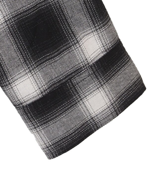 WEGO 裏毛フードチェックシャツ ブラック