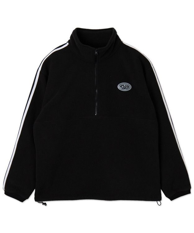WEGO フリース　ワンポイントハーフZIPプルオーバー ブラック