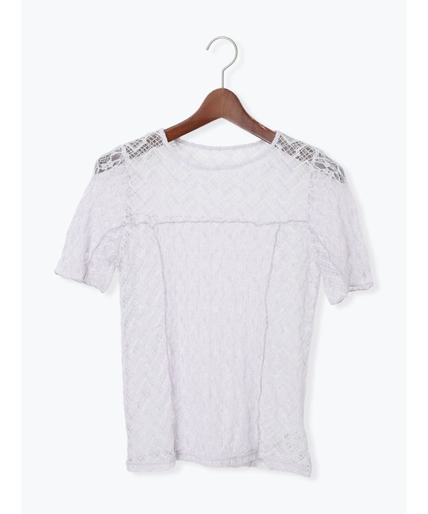 Te chichi パッチワークレース5分袖トップス ラベンダー