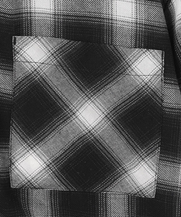 WEGO 裏毛フードチェックシャツ ブラック