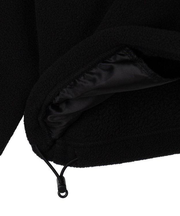 WEGO フリース　ワンポイントハーフZIPプルオーバー ブラック