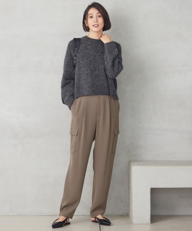 自由区 S アルパカミドルゲージ ニット ダークグレー