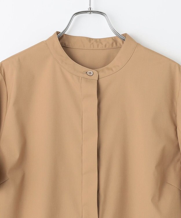 #Newans 【ANSWER for Co-Creation】フリルスリーブバンドカラーブラウス キャメル系