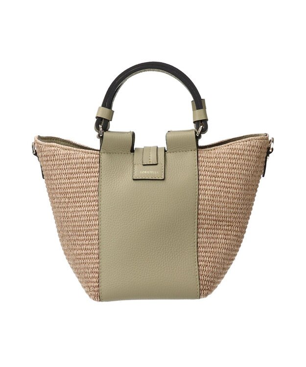 INTER-CHAUSSURES 【LORISTELLA】ラフィアコンビレザーハンドバッグ グリーンコンビ