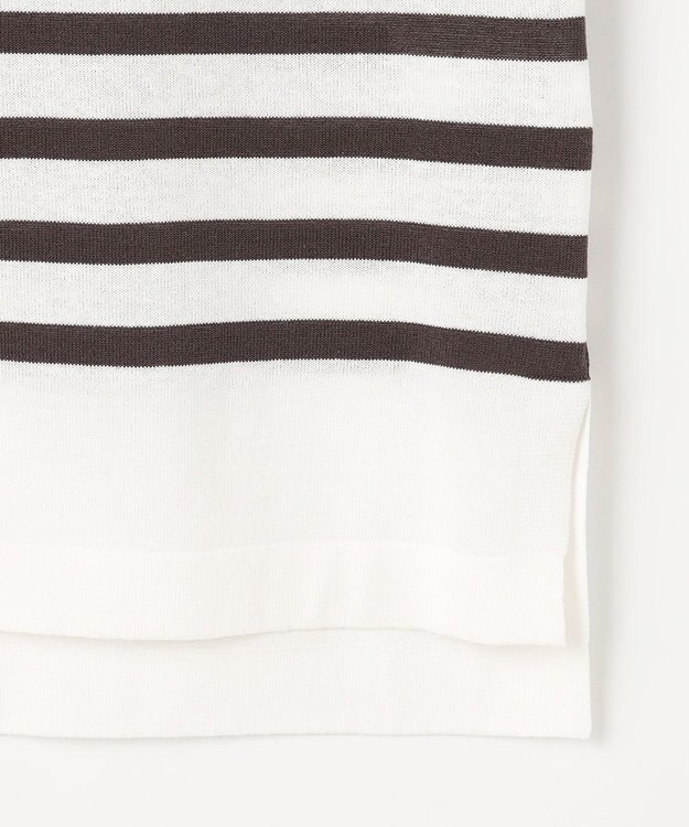 J.PRESS LADIES RELAX OVER KNIT プルオーバー オフホワイト×モカ