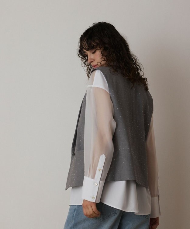 GRACE CONTINENTAL イレヘムビジュージレジャケット グレー