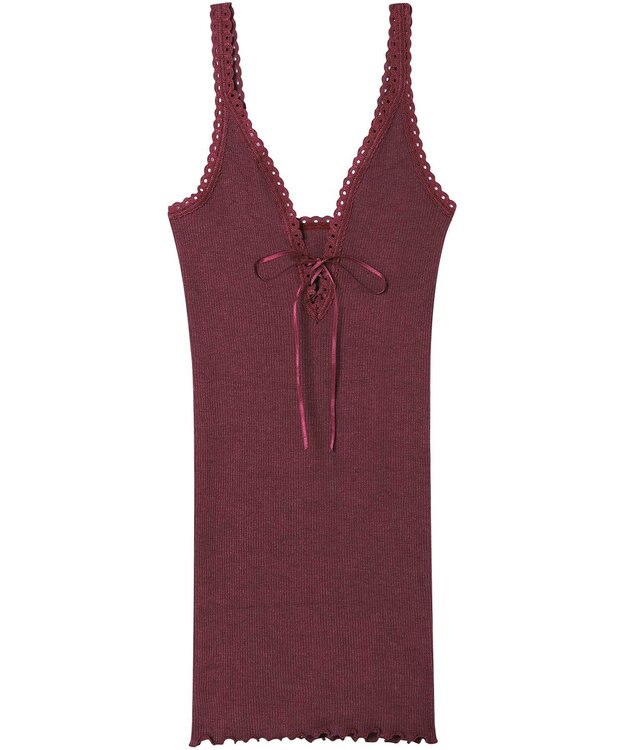 AMPHI あったかインナー 薄手 リブ素材 キャミソール UWF160 アンフィ／ワコール エンジ