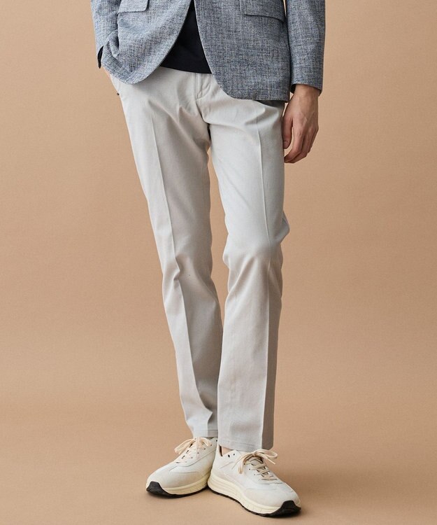 JOSEPH ABBOUD 【キングサイズ・ウエストも伸びる!オーガニックコットン使用】ハイパワーカルゼ パンツ 26SSモデル ライトグレー系