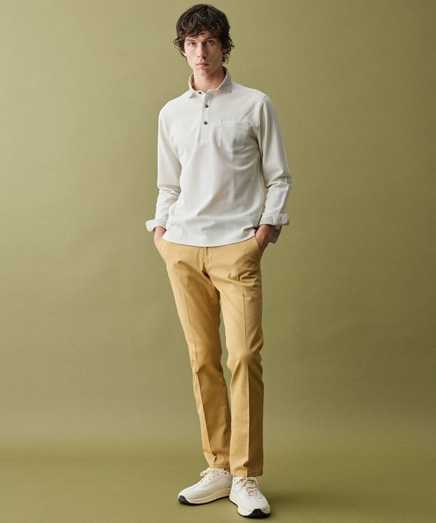 JOSEPH ABBOUD 【キングサイズ・ウエストも伸びる!オーガニックコットン使用】ハイパワーカルゼ パンツ 26SSモデル キャメル系