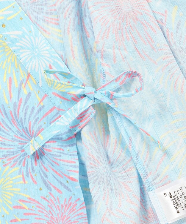 ANY KIDS 【簡単着付け】2WAY セパレート浴衣セット サックスブルー×花火