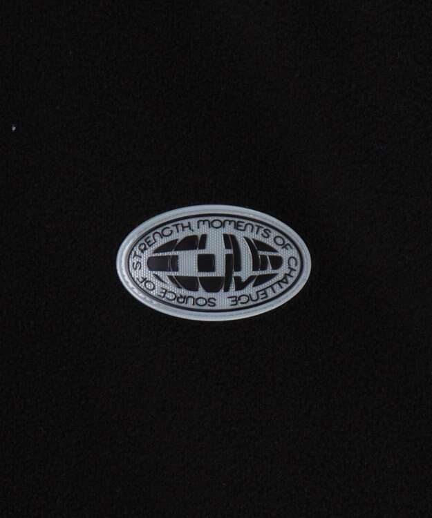 WEGO フリース　ワンポイントハーフZIPプルオーバー ブラック