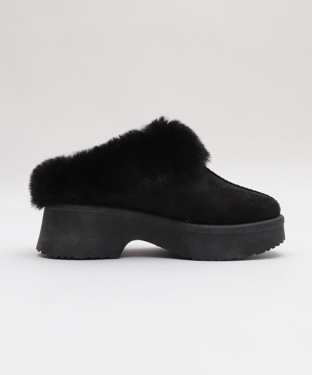 WEGO 【25年秋冬新作/あったかい】ムートンタッチサボ ブラック