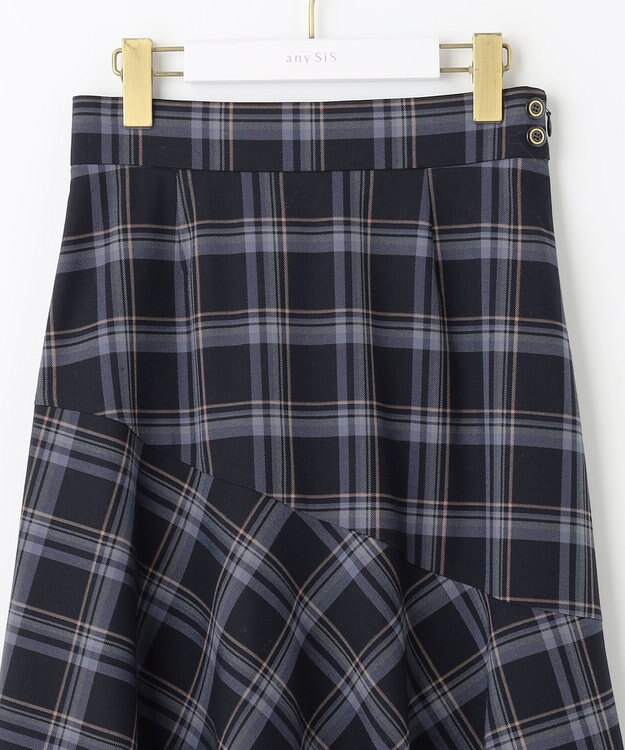 ANY SIS L 【美人百花11月号掲載】アシンメトリーマーメイドフレア スカート ネイビー系