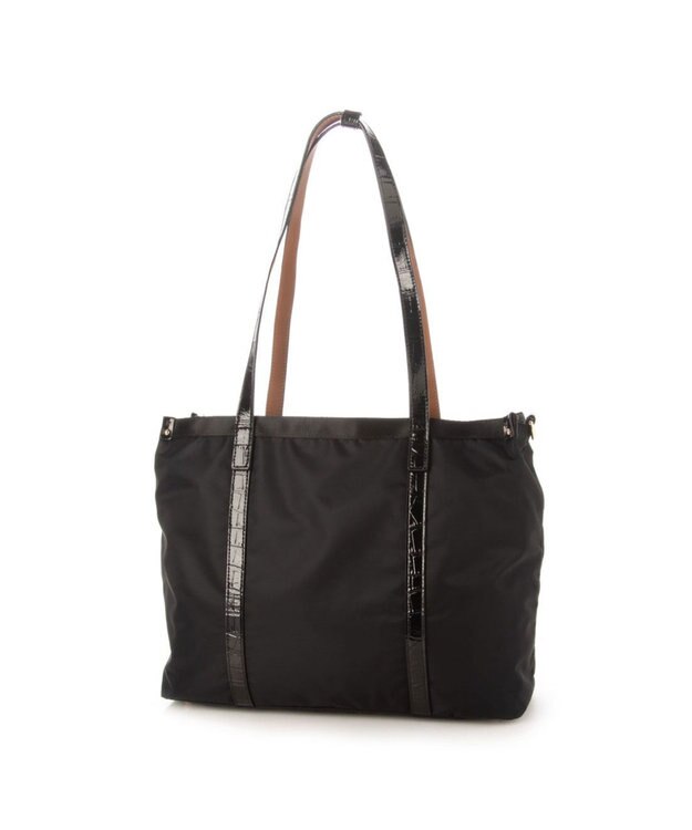 LA BAGAGERIE 【エコユース】ナイロン×型押しエナメル　2WAYA4トート ブラック