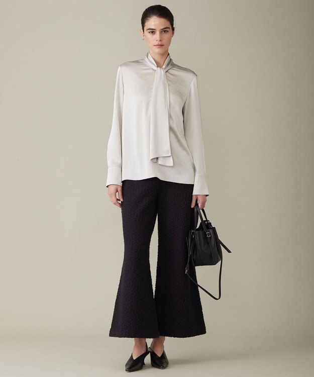 ICB 【洗える】 ヴィンテージストレッチサテン ブラウス トープ系