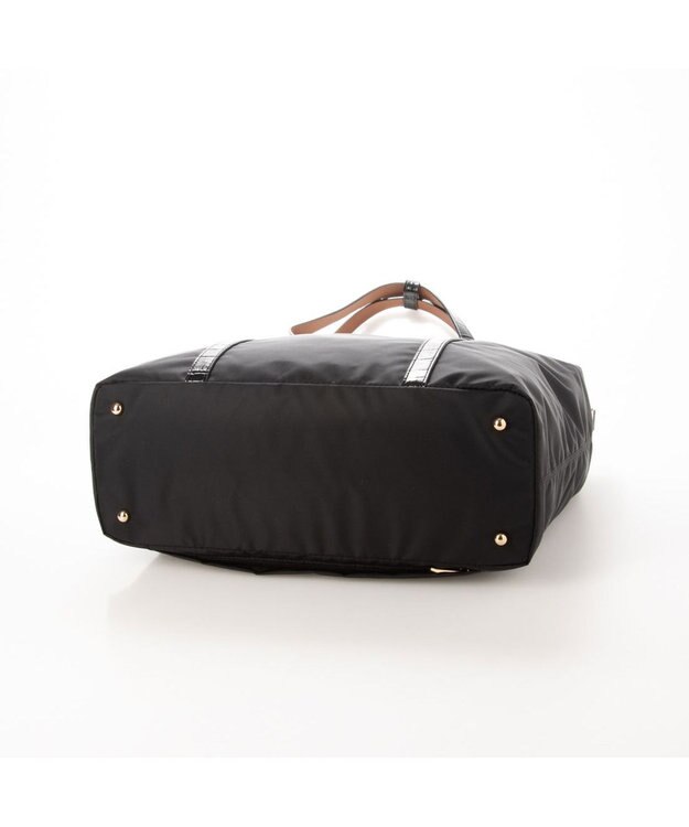 LA BAGAGERIE 【エコユース】ナイロン×型押しエナメル　2WAYA4トート ブラック