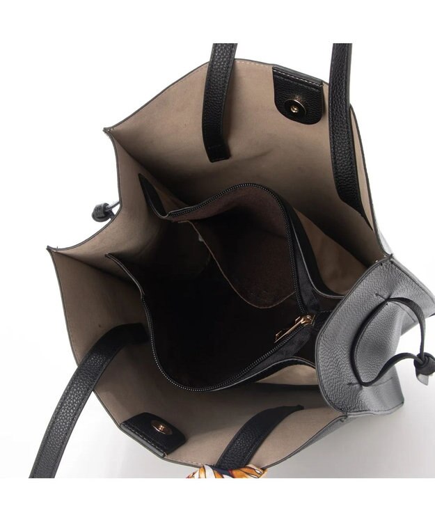 UNBILLION cachecache ビッグスカーフ付きサイド結びトート ブラック