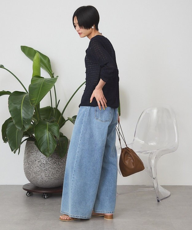 AMERICAN HOLIC シアーチェックカーディガン Dark Navy