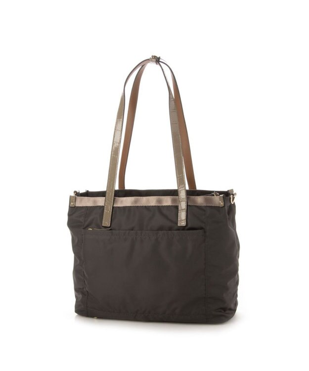 LA BAGAGERIE 【エコユース】ナイロン×型押しエナメル　2WAYA4トート グレー