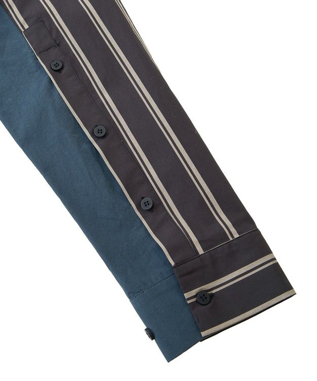 YECCA VECCA 2way袖デザインロングシャツ Stripe Black