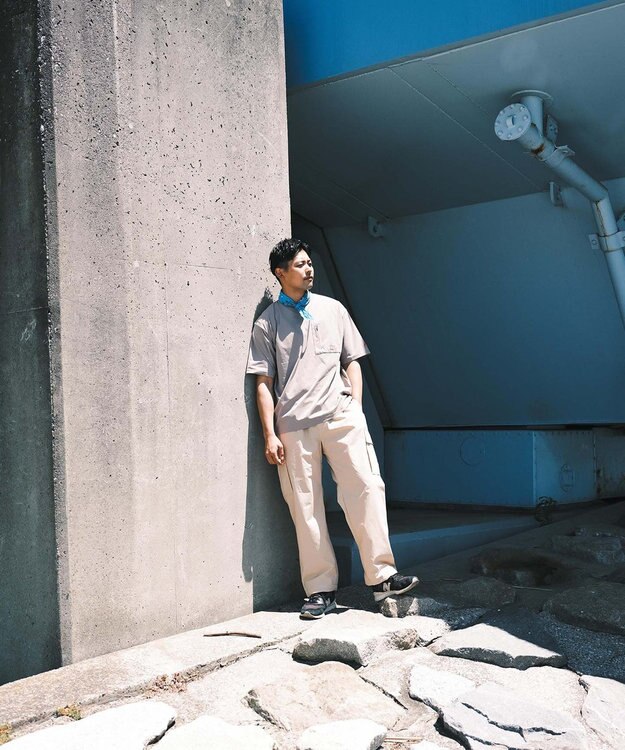 SHARE PARK MENS 【撥水・UVカット・ストレッチ・軽量 】ナイロンカーゴパンツ（Lサイズ） ベージュ系