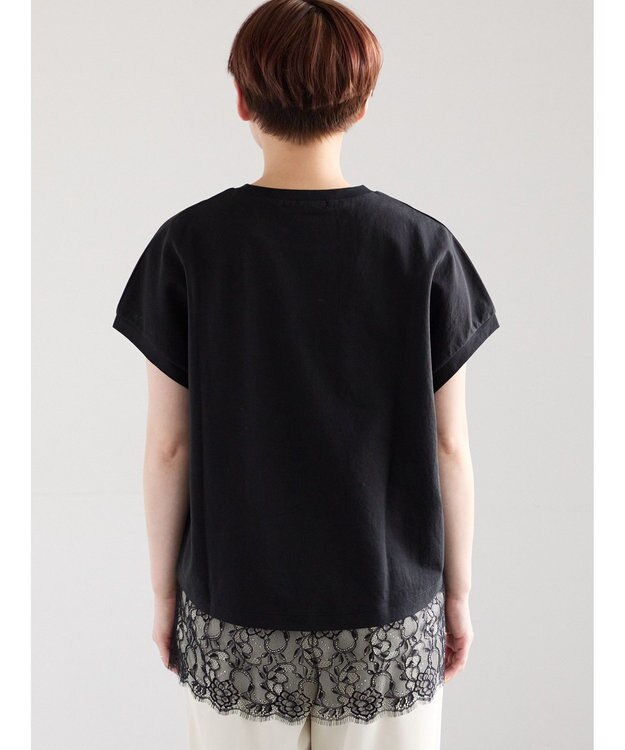 Te chichi 【接触冷感/マシンウォッシャブル】レースヘムTシャツ《2026 SUMMER LOOK item》 ブラック