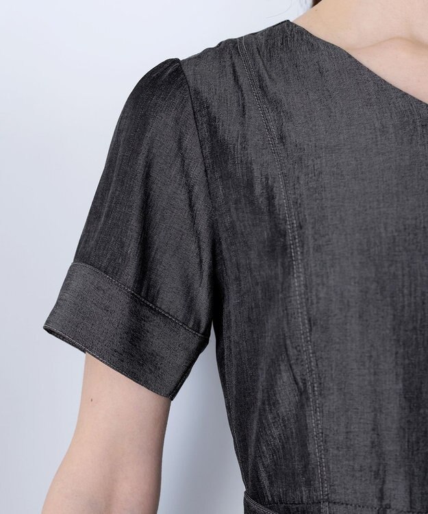 Tiaclasse L デニムフレアワンピース ブラック