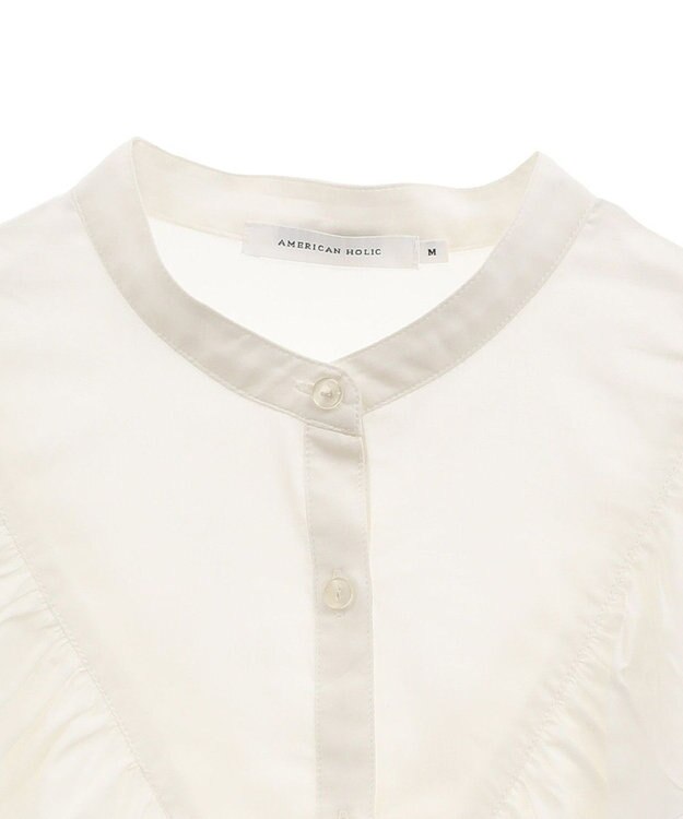 AMERICAN HOLIC スタンドカラーフリルブラウス Off White