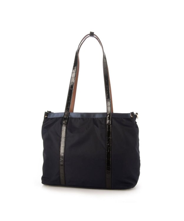 LA BAGAGERIE 【エコユース】ナイロン×型押しエナメル　2WAYA4トート ネイビー