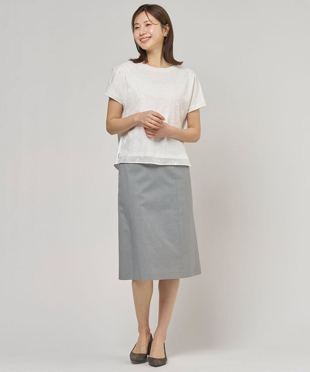 J.PRESS LADIES 【セットアップ対応・洗える・撥水】コットンFITTY スカート グレー系