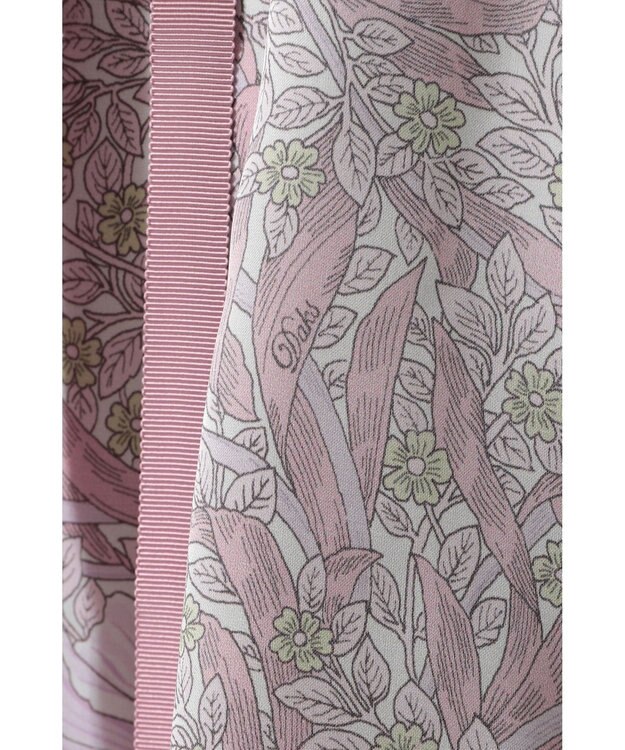 DAKS ボタニカルプリント七分袖ワンピース ピンク