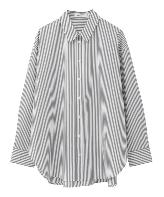 AMERICAN HOLIC 配色レギュラーカラーシャツ Stripe Gray